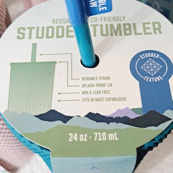 New Teal Manna 24oz Studded Tumbler Cold Cup With Reusable Straw - Picture 9 of 13